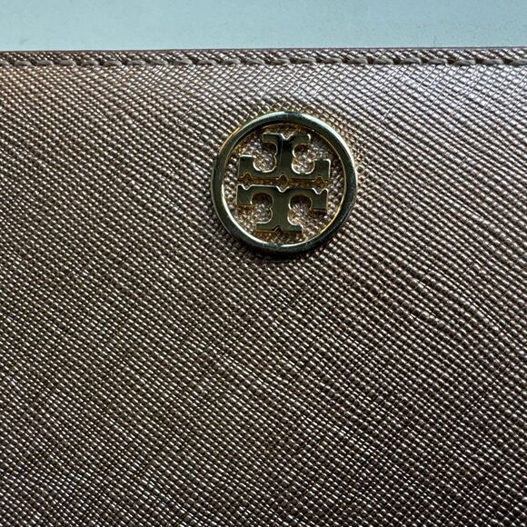 Tory Burch Robinson Continental Large Accordion Zip Wallet Rose Gold Shiny - Picture 10 of 14